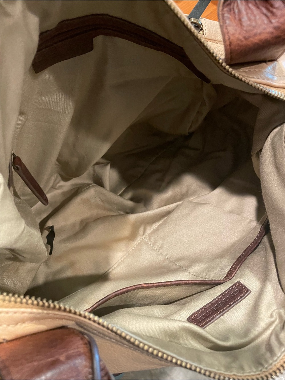 Cynthia Rowley Cream Leather Messenger with Brown Trim - Picture 7 of 11